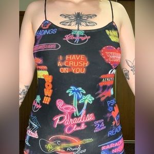 Bear Dance Neon Signs Mini Black Dress, Stretchy, Breathable — Women’s Small